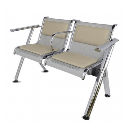 BANCA STEEL TAPIZADA 2 PLAZAS CON BRAZOS TS2-710