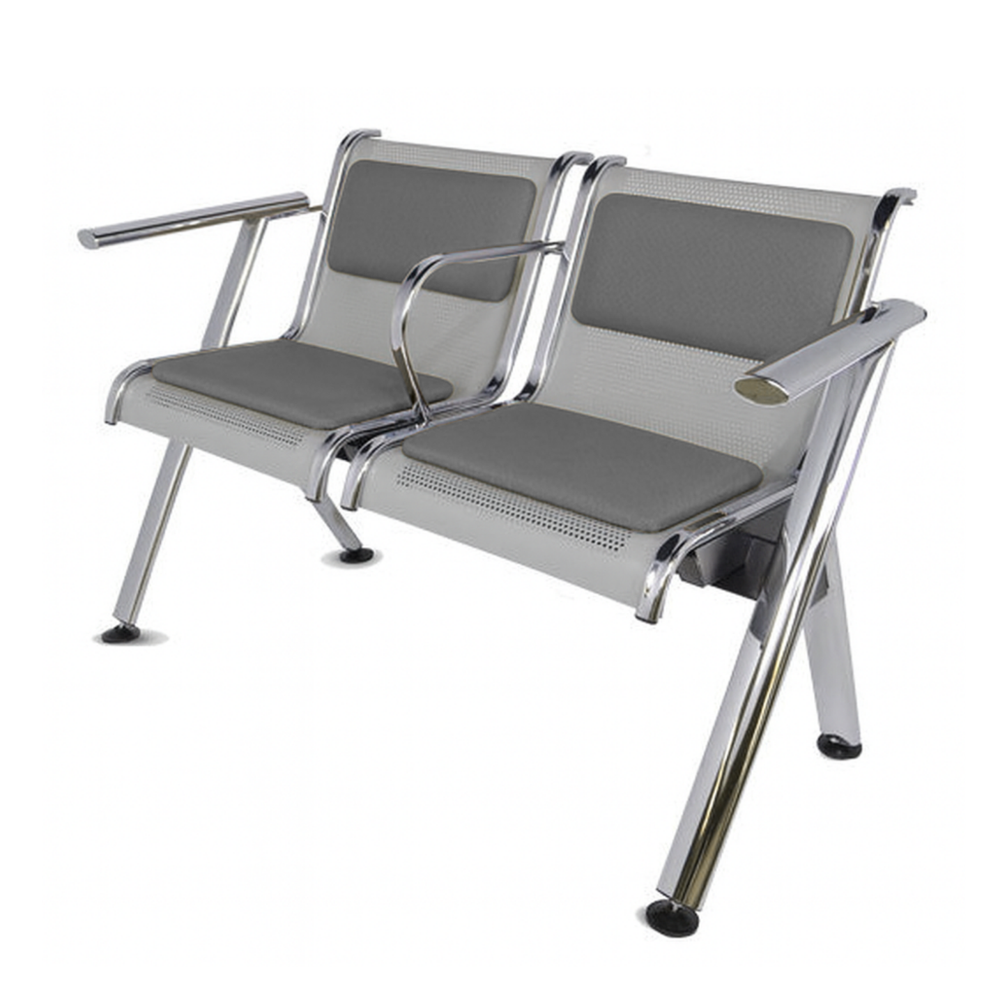 BANCA STEEL TAPIZADA 2 PLAZAS CON BRAZOS TS2-710