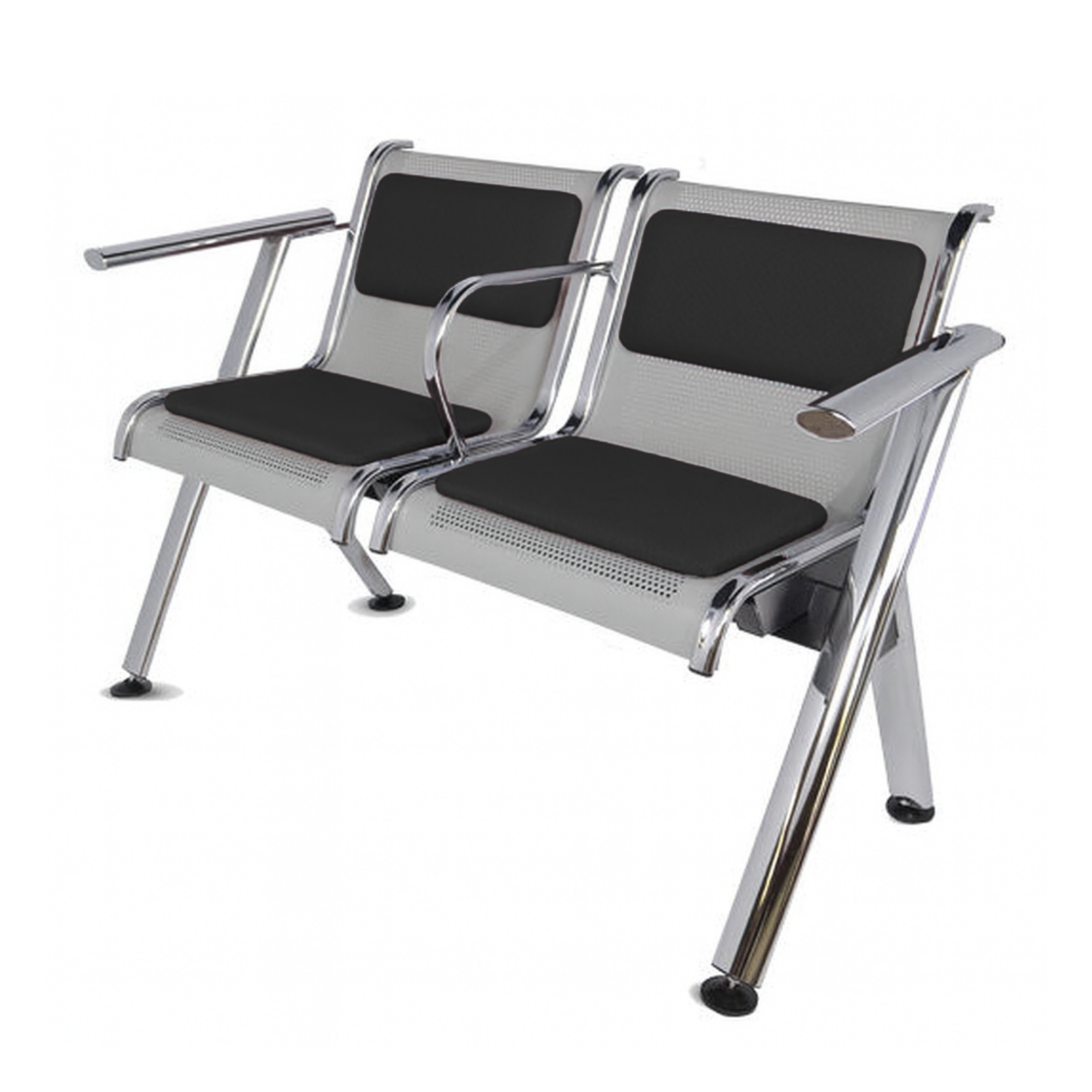 BANCA STEEL TAPIZADA 2 PLAZAS CON BRAZOS TS2-710