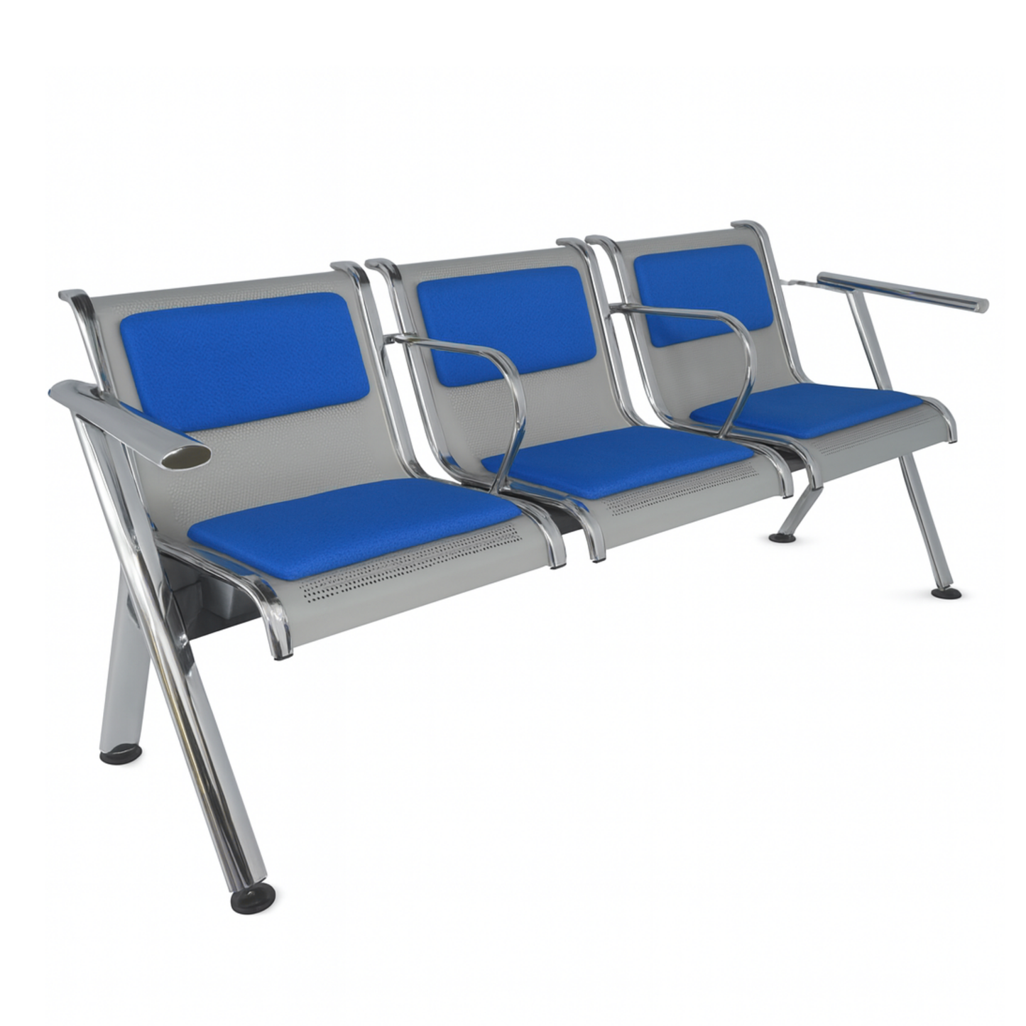 BANCA STEEL TAPIZADA 3 PLAZAS CON BRAZOS TS3-710