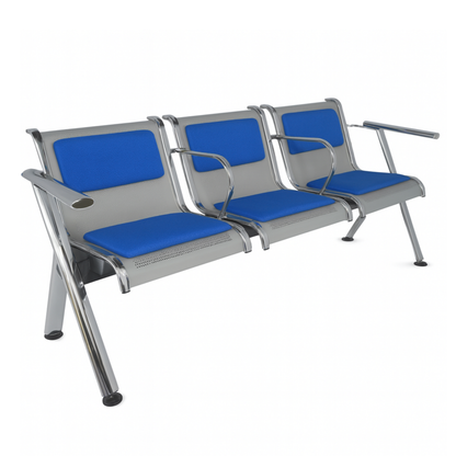BANCA STEEL TAPIZADA 3 PLAZAS CON BRAZOS TS3-710