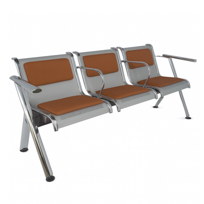 BANCA STEEL TAPIZADA 3 PLAZAS CON BRAZOS TS3-710