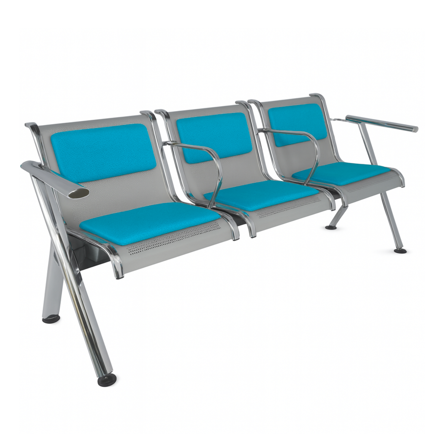 BANCA STEEL TAPIZADA 3 PLAZAS CON BRAZOS TS3-710