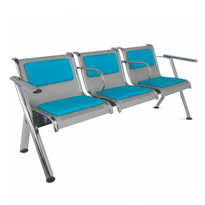 BANCA STEEL TAPIZADA 3 PLAZAS CON BRAZOS TS3-710