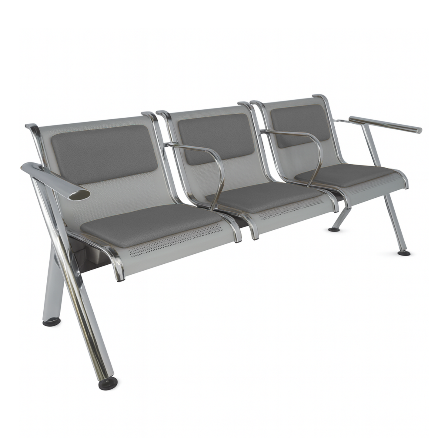 BANCA STEEL TAPIZADA 3 PLAZAS CON BRAZOS TS3-710