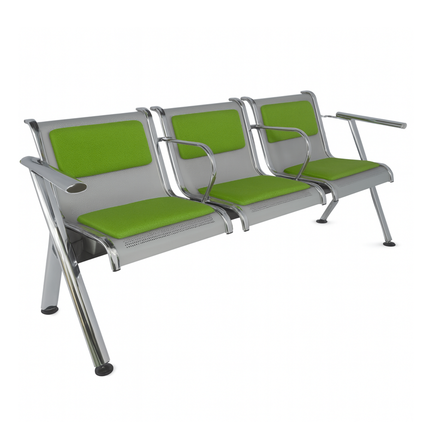 BANCA STEEL TAPIZADA 3 PLAZAS CON BRAZOS TS3-710