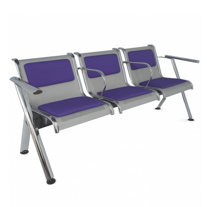 BANCA STEEL TAPIZADA 3 PLAZAS CON BRAZOS TS3-710