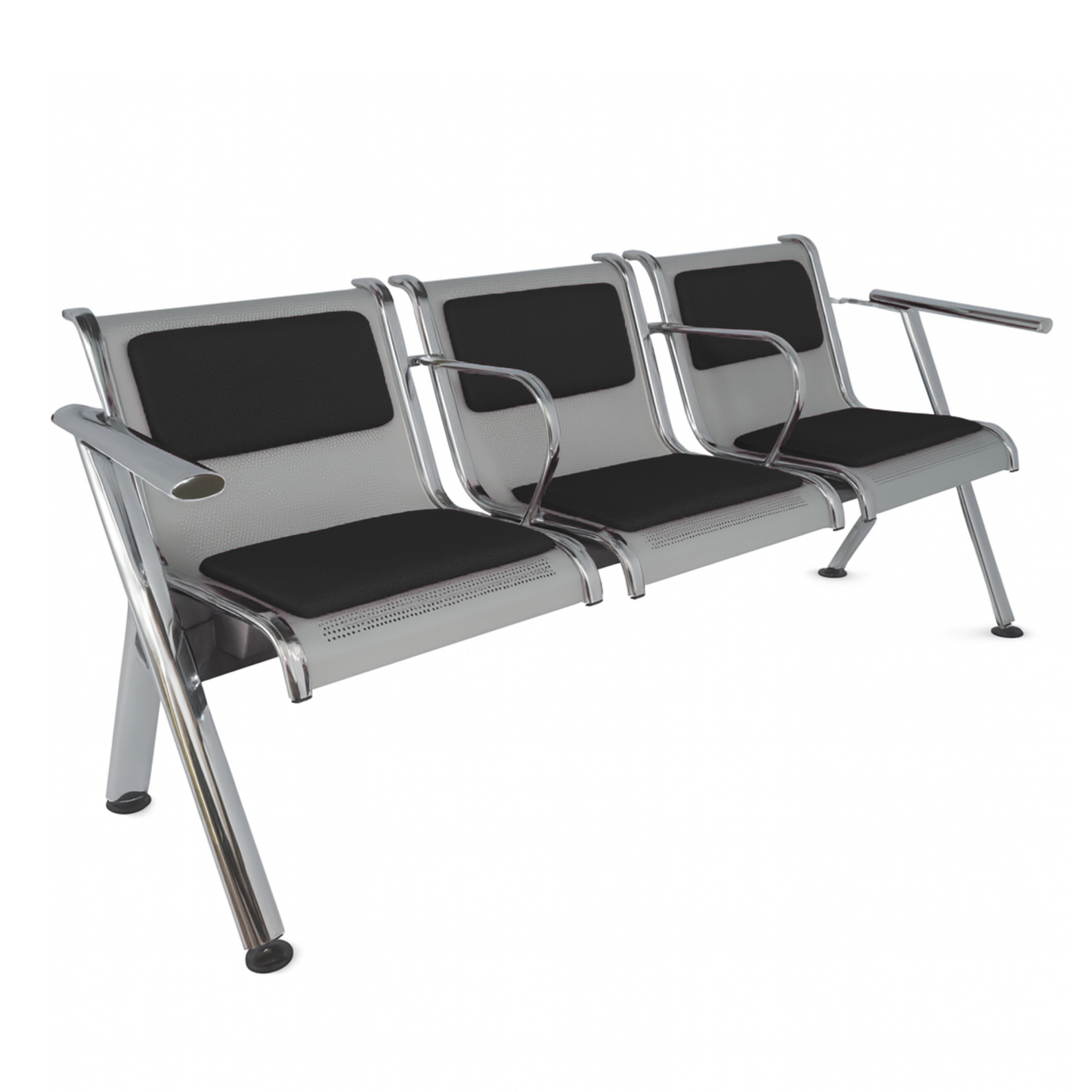 BANCA STEEL TAPIZADA 3 PLAZAS CON BRAZOS TS3-710