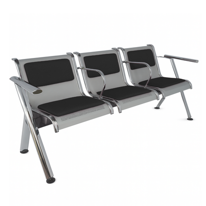 BANCA STEEL TAPIZADA 3 PLAZAS CON BRAZOS TS3-710