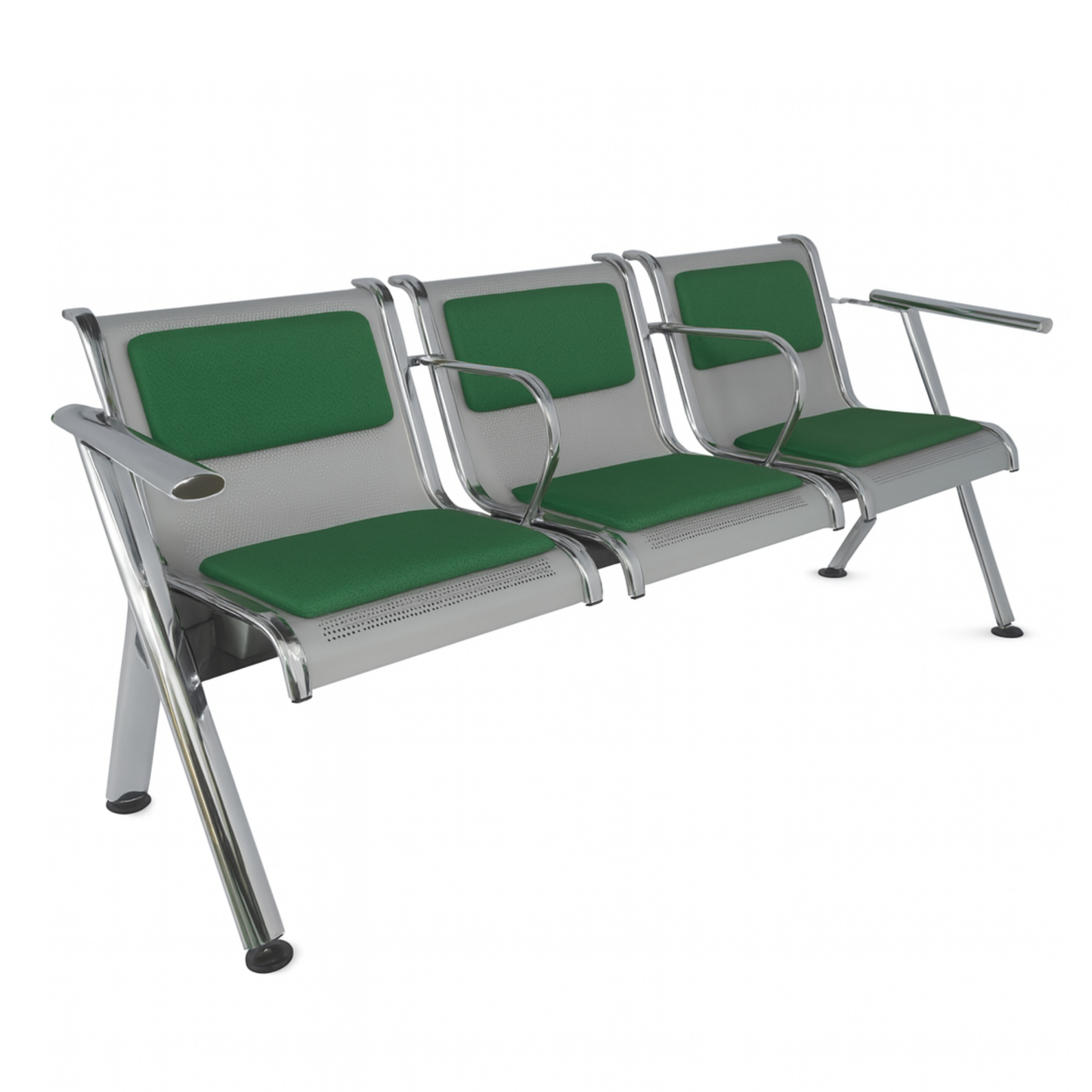 BANCA STEEL TAPIZADA 3 PLAZAS CON BRAZOS TS3-710