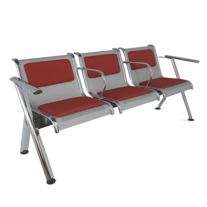 BANCA STEEL TAPIZADA 3 PLAZAS CON BRAZOS TS3-710