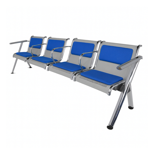 BANCA STEEL TAPIZADA 4 PLAZAS CON BRAZOS TS4-710