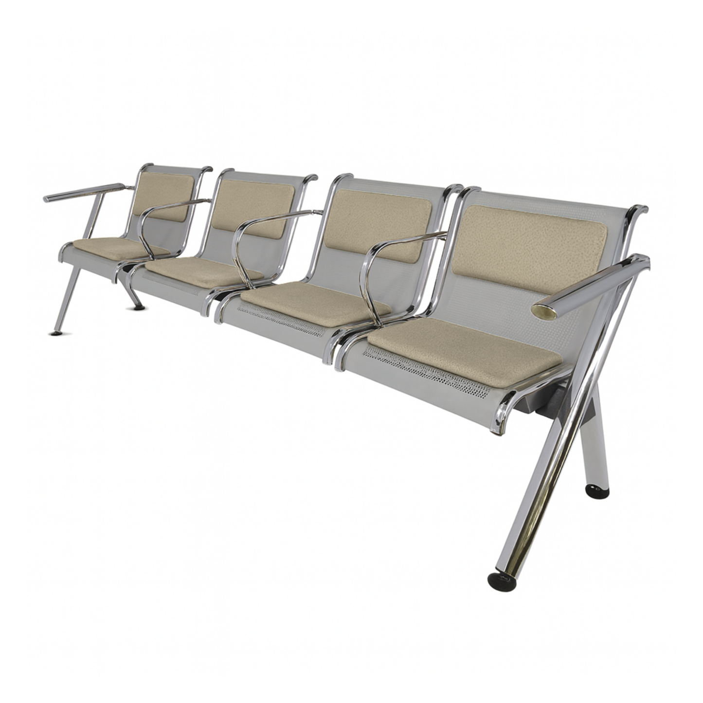 BANCA STEEL TAPIZADA 4 PLAZAS CON BRAZOS TS4-710