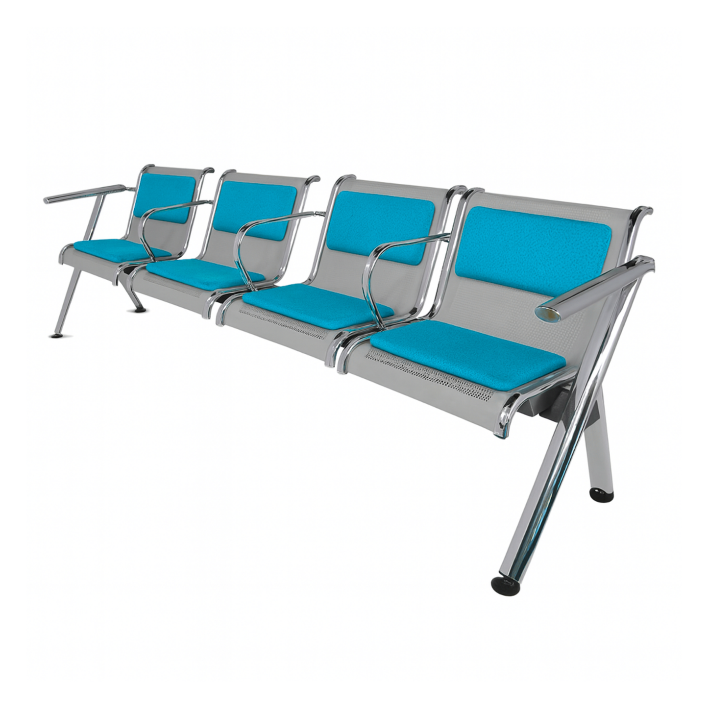 BANCA STEEL TAPIZADA 4 PLAZAS CON BRAZOS TS4-710