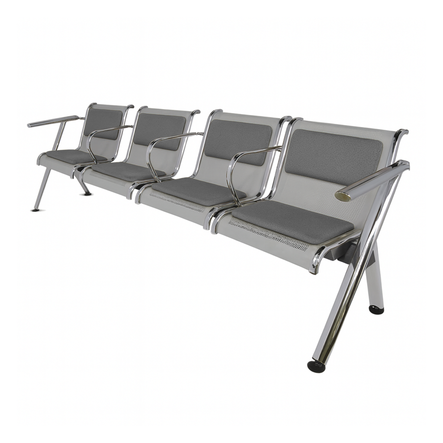 BANCA STEEL TAPIZADA 4 PLAZAS CON BRAZOS TS4-710