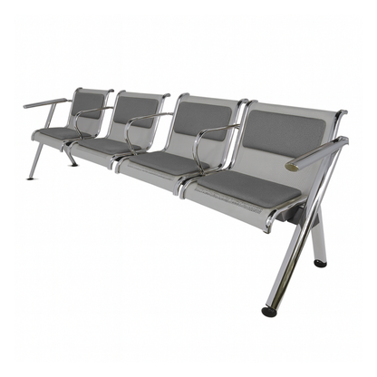 BANCA STEEL TAPIZADA 4 PLAZAS CON BRAZOS TS4-710