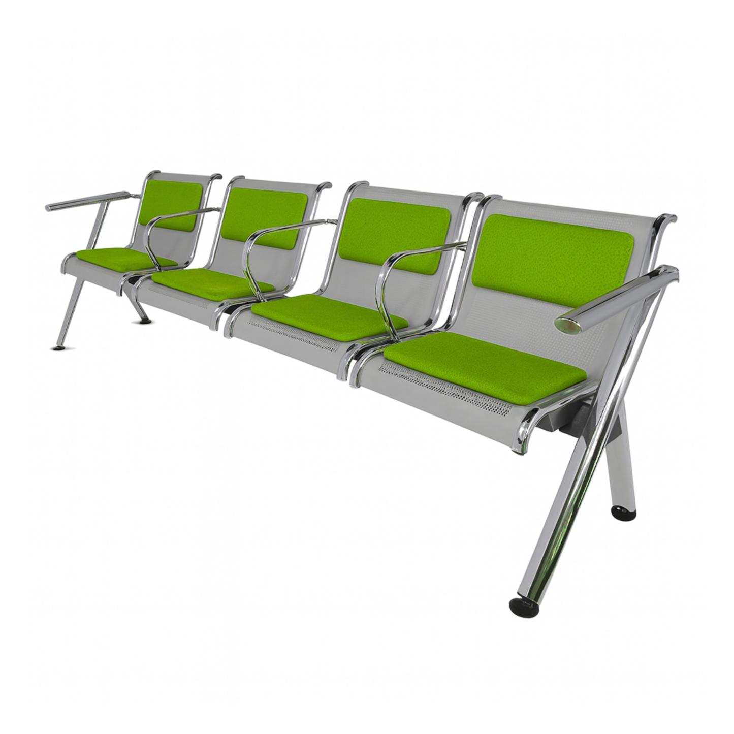 BANCA STEEL TAPIZADA 4 PLAZAS CON BRAZOS TS4-710