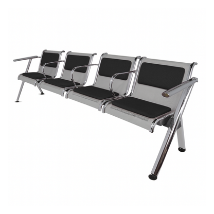 BANCA STEEL TAPIZADA 4 PLAZAS CON BRAZOS TS4-710