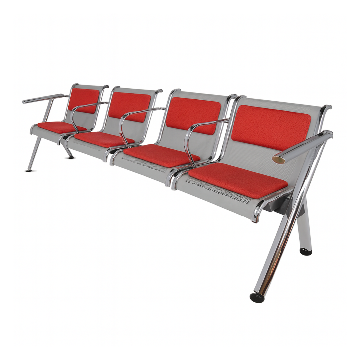 BANCA STEEL TAPIZADA 4 PLAZAS CON BRAZOS TS4-710
