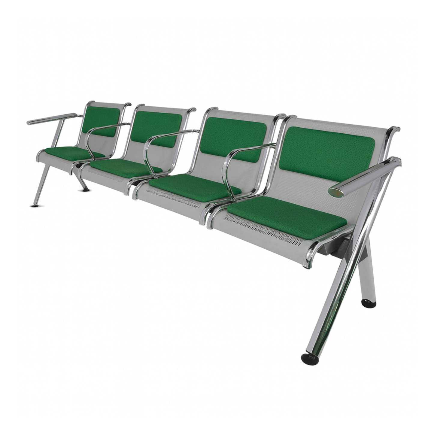 BANCA STEEL TAPIZADA 4 PLAZAS CON BRAZOS TS4-710