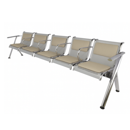 BANCA STEEL TAPIZADA 5 PLAZAS CON BRAZOS TS5-710