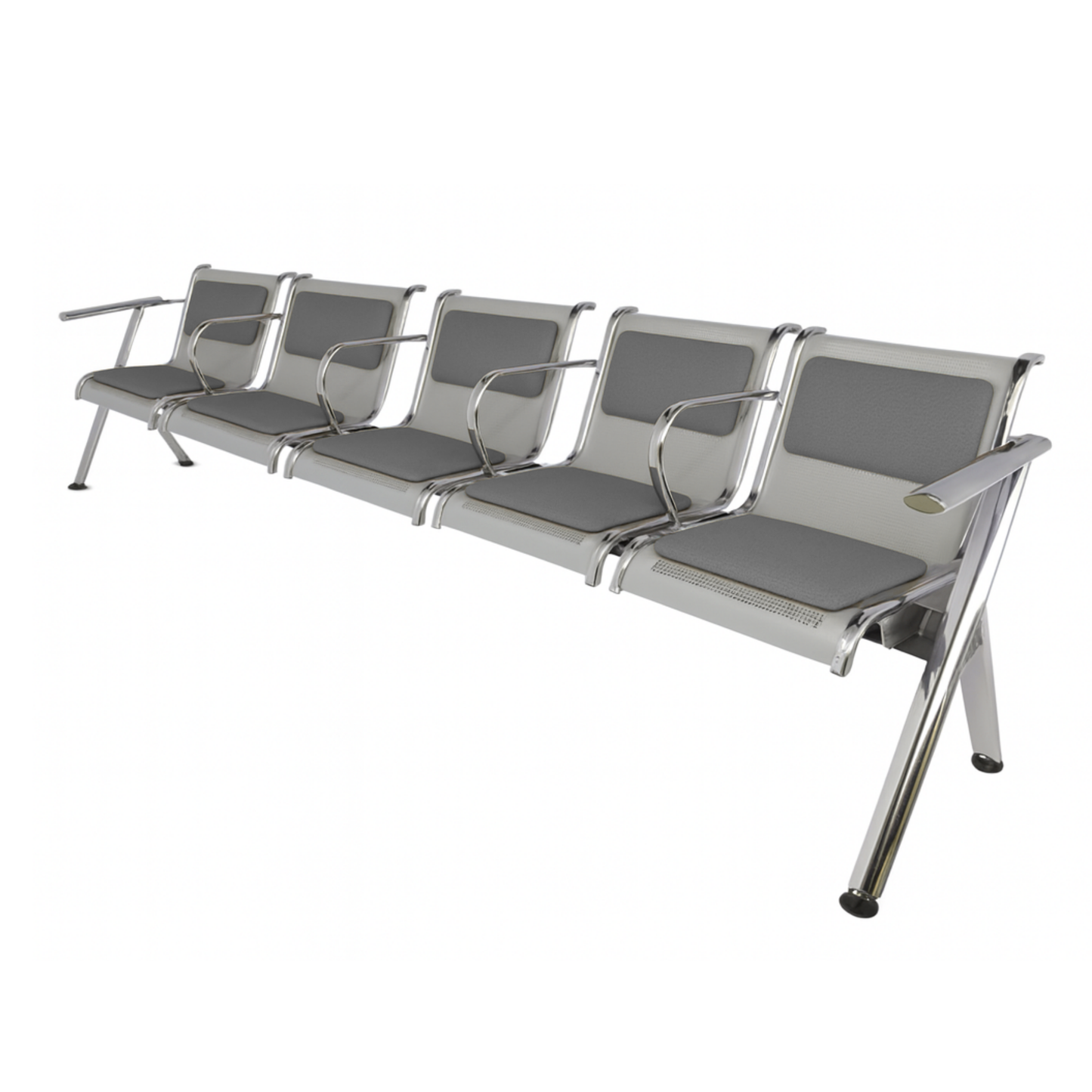 BANCA STEEL TAPIZADA 5 PLAZAS CON BRAZOS TS5-710