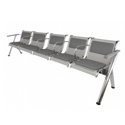BANCA STEEL TAPIZADA 5 PLAZAS CON BRAZOS TS5-710