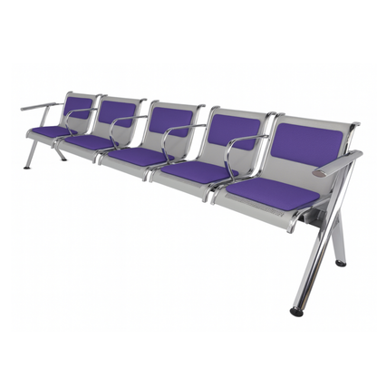 BANCA STEEL TAPIZADA 5 PLAZAS CON BRAZOS TS5-710