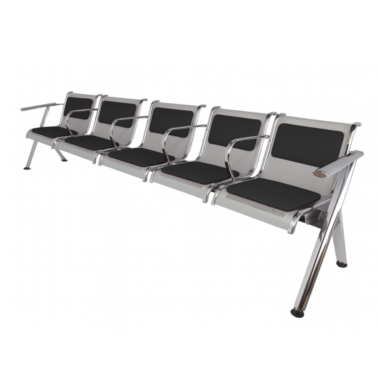 BANCA STEEL TAPIZADA 5 PLAZAS CON BRAZOS TS5-710