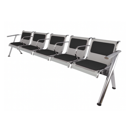 BANCA STEEL TAPIZADA 5 PLAZAS CON BRAZOS TS5-710