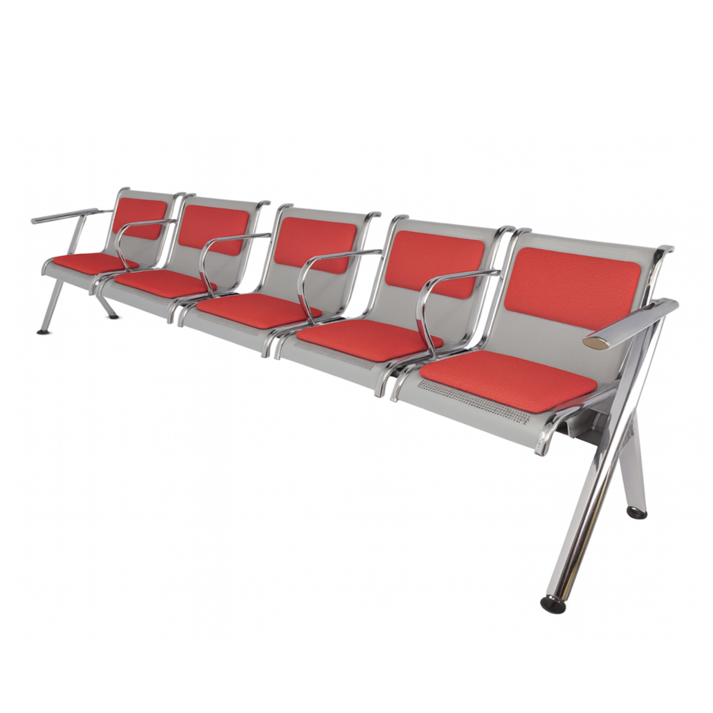 BANCA STEEL TAPIZADA 5 PLAZAS CON BRAZOS TS5-710