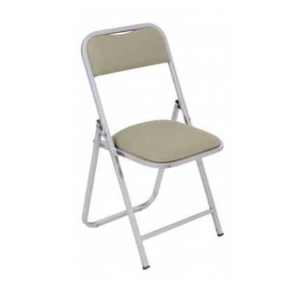 SILLA PLEGABLE CAL.18 CROMADA, TAPIZADA EN VINIL FP-700-I2