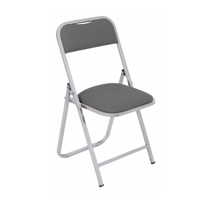 SILLA PLEGABLE CAL.18 CROMADA, TAPIZADA EN VINIL FP-700-I2