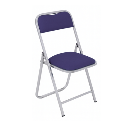 SILLA PLEGABLE CAL.18 CROMADA, TAPIZADA EN VINIL FP-700-I2